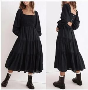 NEW! Madewell 'Lucie' Cutout-Back Midi Dress in NAVY BLUE (S)
